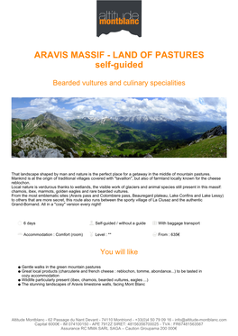 ARAVIS MASSIF - LAND of PASTURES Self-Guided