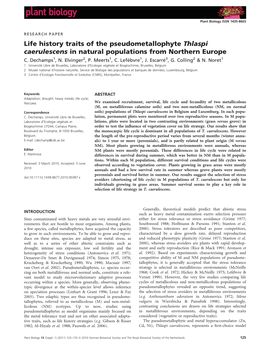 Thlaspi Caerulescens in Natural Populations from Northern Europe C