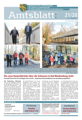 Die Neue Kurparkbrücke Über Die Schwarza in Bad Blankenburg Steht