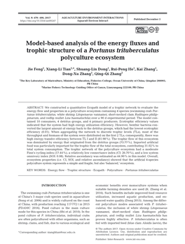 Model-Based Analysis of the Energy Fluxes and Trophic Structure of a Portunus Trituberculatus Polyculture Ecosystem
