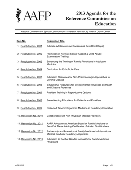 2013 Education Resolutions