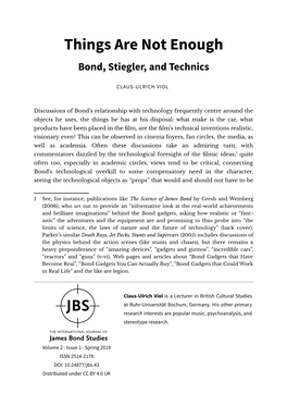 Things Are Not Enough Bond, Stiegler, and Technics