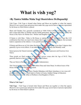 What Is Vish Yog?