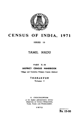 District Census Handbook, Tiruchirapalli, Part X-B, Vol-I, Series