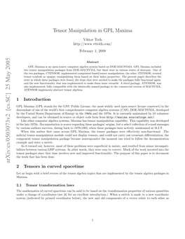 Tensor Manipulation in GPL Maxima