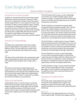 Basic Instrument Use Course Notes: Scalpels