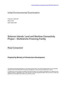 Land and Maritime Connectivity Project: Road Component Initial