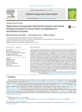 Applications of Geographic Information Systems and Remote Sensing Techniques to Conservation of Amphibians in Northwestern Ecuador