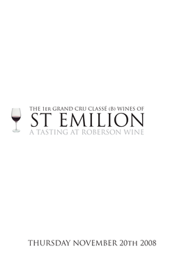 Wines of St Emilion Tasting