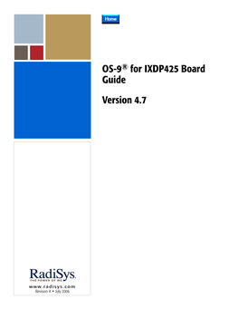 OS-9 for Intel IXDP425 Board Guide