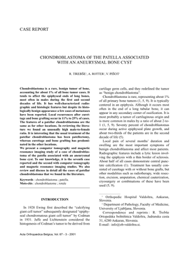 Case Report Chondroblastoma of The