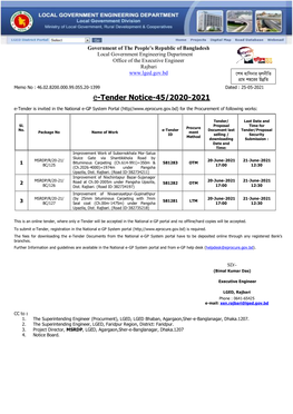 Tender Notice-45/2020-2021