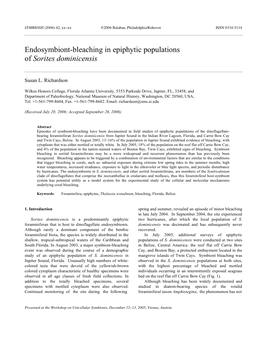 Endosymbiont-Bleaching in Epiphytic Populations of Sorites Dominicensis