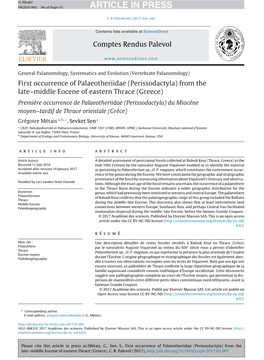 From the Late–Middle Eocene of Eastern Thrace