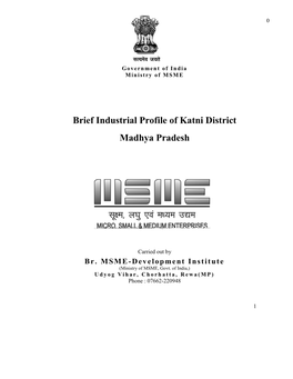 Brief Industrial Profile of Katni District Madhya Pradesh
