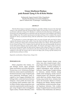 Unsur Akulturasi Budaya Pada Rumah Tjong a Fie Di Kota Medan