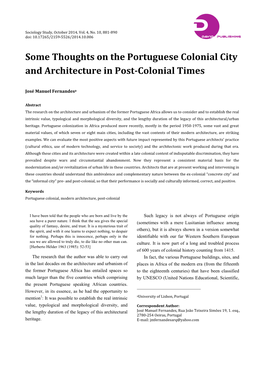 Some Thoughts on the Portuguese Colonial City and Architecture in Post­Colonial Times