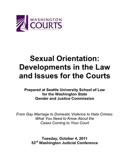 Sexual Orientation: Developments in the Law and Issues for the Courts