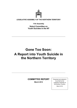 A Report Into Youth Suicide in the Northern Territory