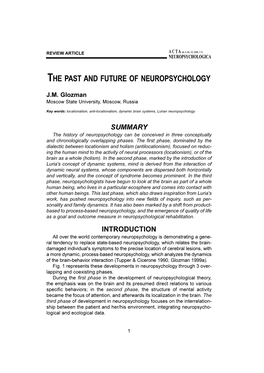 Neuropsychologica the Past and Future of Neuropsychology