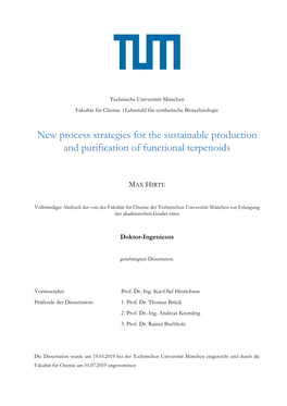 New Process Strategies for the Sustainable Production and Purification of Functional Terpenoids