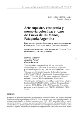 Arte Rupestre, Etnografía Y Memoria Colectiva: El Caso De Cueva De Las Manos, Patagonia Argentina