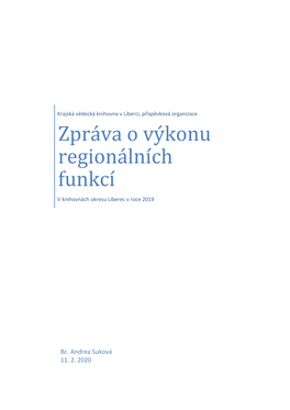 Zpráva O Výkonu RF V Knihovnách Okresu Liberec V Roce 2019 725,9 KB