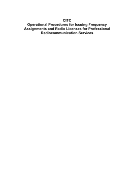 CITC Operational Procedures for Issuing Frequency Assignments and Radio Licenses for Professional Radiocommunication Services