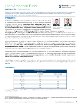 Latin American Fund QUARTERLY LETTER | THIRD QUARTER 2019