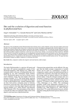 Diet and the Evolution of Digestion and Renal Function in Phyllostomid Bats