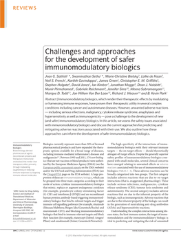 Challenges and Approaches for the Development of Safer Immunomodulatory Biologics