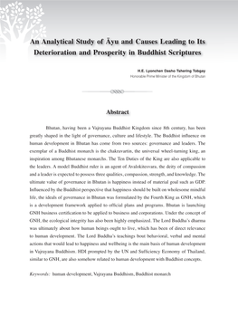 An Analytical Study of Āyu and Causes Leading to Its Deterioration and Prosperity in Buddhist Scriptures