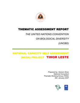 Thematic Assessment Report the United Nations Convention on Biological Diversity (Uncbd)