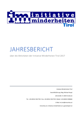 JAHRESBERICHT Über Die Aktivitäten Der Initiative Minderheiten Tirol 2017