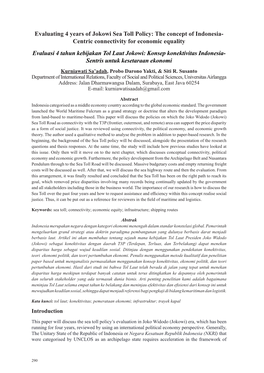 Evaluating 4 Years of Jokowi Sea Toll Policy: the Concept of Indonesia