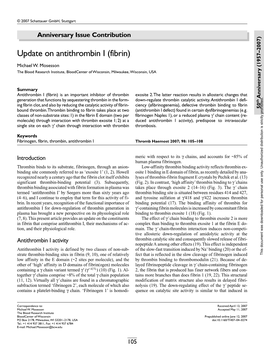 Update on Antithrombin I (Fibrin)