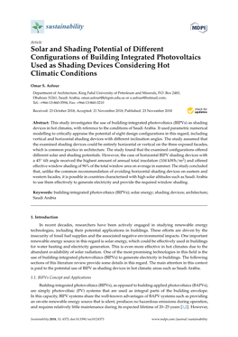 Solar and Shading Potential of Different Configurations of Building