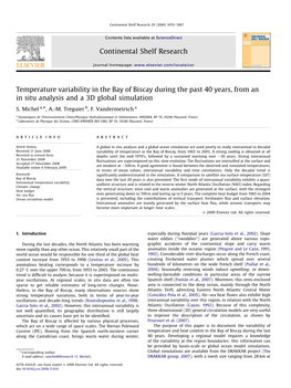 Temperature Variability in the Bay of Biscay During the Past 40 Years, from an in Situ Analysis and a 3D Global Simulation