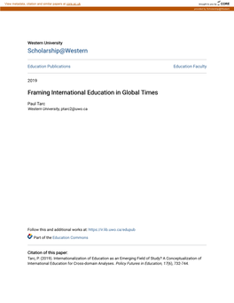 Framing International Education in Global Times