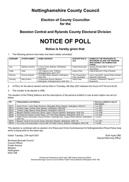 Notice of Poll and Situation of Polling Stations