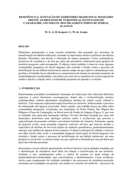 Resistência E Aceitação Do Território Tradicional Pesqueiro