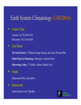 Earth System Climatology (ESS200A)