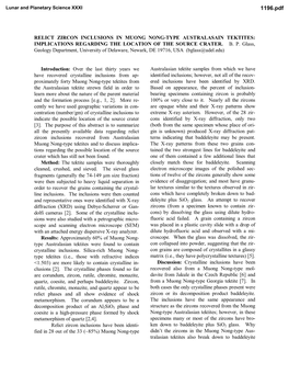 Relict Zircon Inclusions in Muong Nong-Type Australasain Tektites: Implications Regarding the Location of the Source Crater