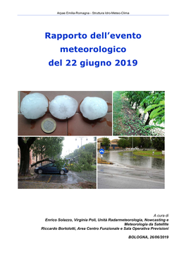 Rapporto Dell'evento Meteorologico Del 22 Giugno 2019