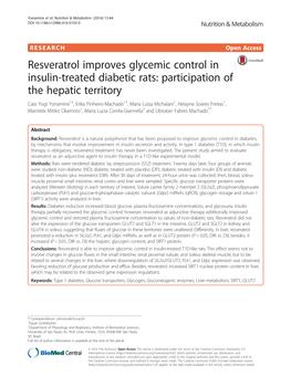 Resveratrol Improves Glycemic Control in Insulin-Treated Diabetic Rats