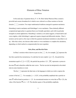 Dirac Notation Frank Rioux