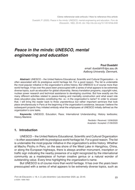 UNESCO, Mental Engineering and Education