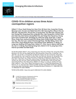 COVID-19 in Children Across Three Asian Cosmopolitan Regions