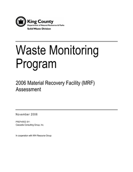 2006 Material Recovery Facility (MRF) Assessment