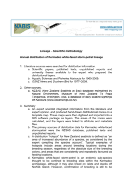 Kermadec White-Faced Storm-Petrel Annual Distribution Lineage